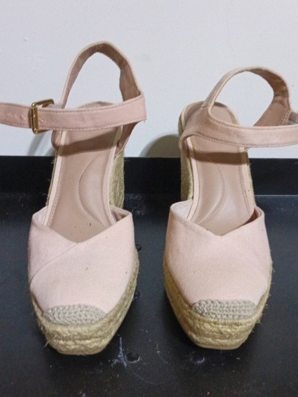 Time and Tru Blush Pink Espadrille Wedge Sandals